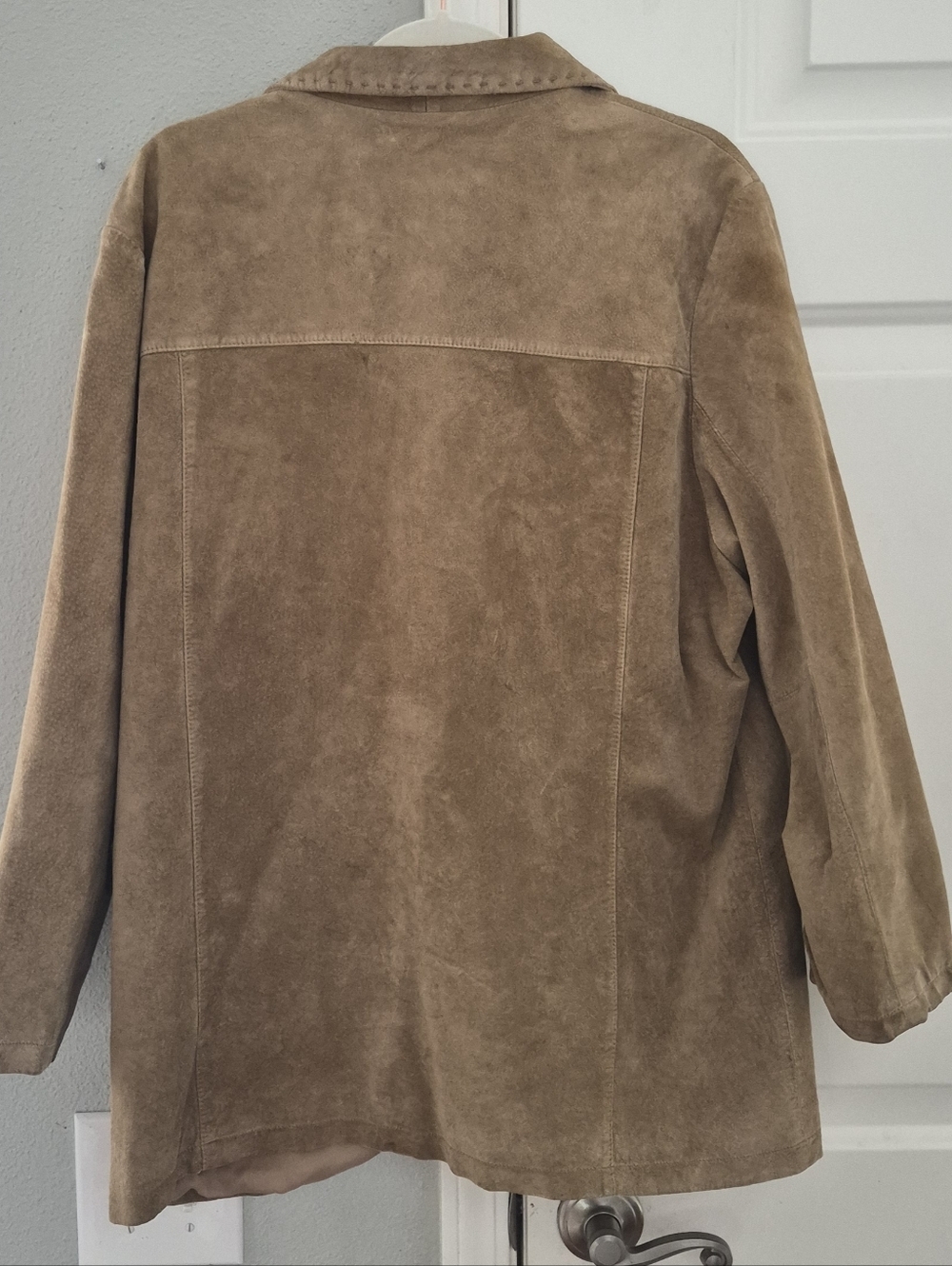 Vintage 1980s Eddie Bauer Suede Leather Jacket, XL Western Style, Latte Brown - Picture 7 of 13